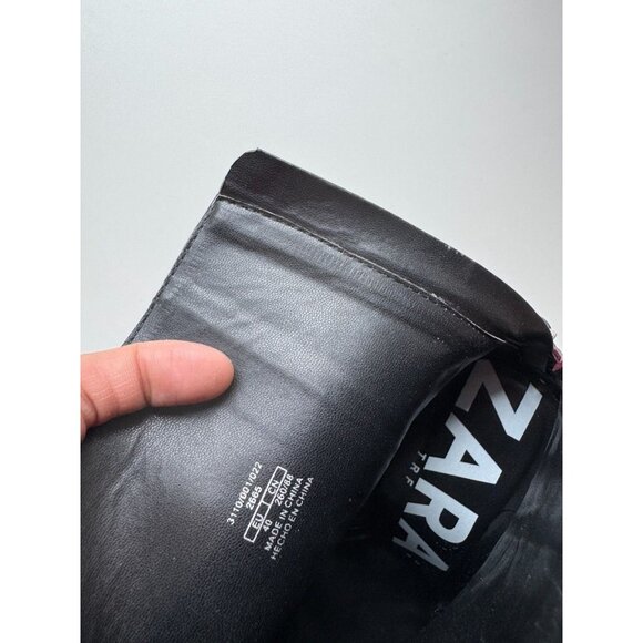 NWOT ZARA Dark Burgundy Patent Faux Leather Block Heel Ankle Boots, Size 40 - Picture 13 of 14